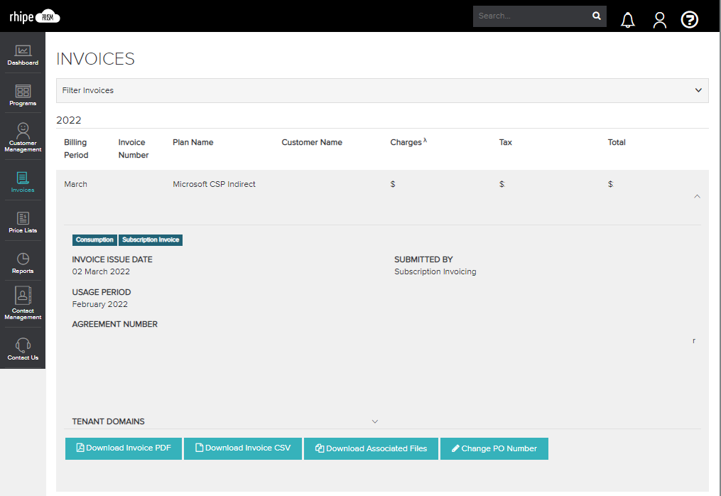 PRISM Portal Invoices